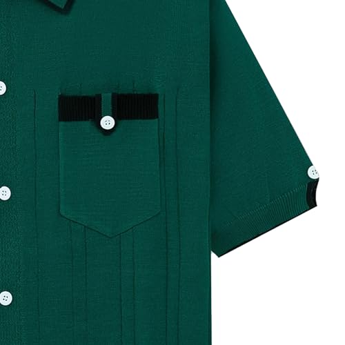 Chemise texturée décontractée à boutons et tricot côtelé style rétro chic - 5