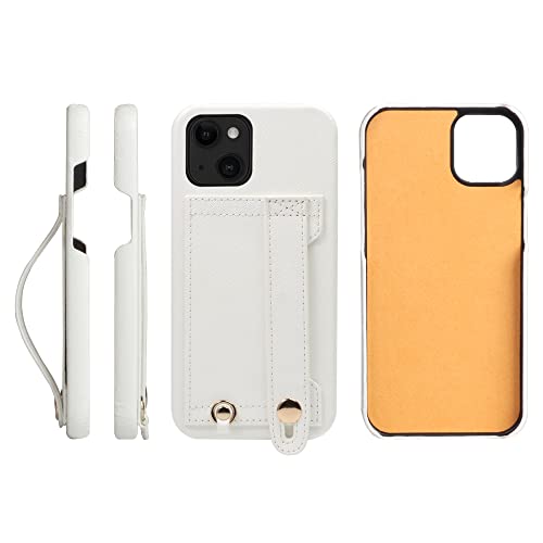 iPhone 14 Plus ケース Handy ハードケース PUレザー 耐衝撃 スタンド機能 ハンディベルト ハンドメイド ストラップホール ストラップリング カードポケット ホワイト 白 H6-14Plus-White