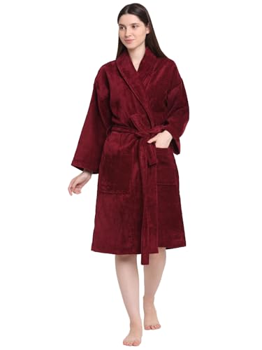Image of CREEVA Luxury 100% Cotton Bathrobe for Men & Women | Super Soft Velour | Shawl Collar | Highly Absorbent | Ideal for Spa, Shower, Gym, Travel & Gifting