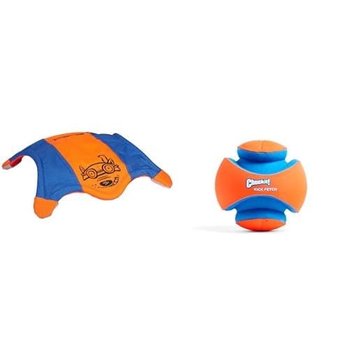 Chuckit Large Dog Fetch Toy Bundle - 11-inch Flying Squirrel Water Flyer and 8-inch Kick Fetch Ball -