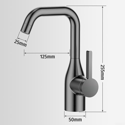 Robinet de cuisine pivotant mélangeur eau chaude et froide en métal
