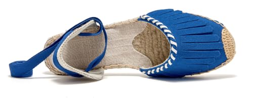 Image of Women's Espadrille FLat Sandals Closed Toe Ankle Wrap,Classic Lace Up Summer Dressy Flat Shoes
