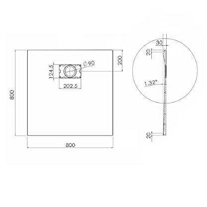 SONNI Duschwanne Schieferoptik und Rutschfeste Struktur 80x80 cm Grau Duschtasse flach (Inklusive Siphon) – Bild 8