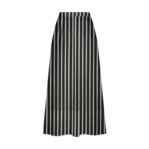 Womens Striped Skirts Casual Summer Skirts Plus Size Elastic Waist Skirts Loose Maxi Skirt with Pockets Pleated Skirt4