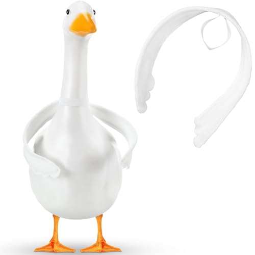 Abbylike 1 Pcs Poseable Goose Wings for 23- 28 Porch Lawn Goose Outfit Accessories Poseable White Wings for Outdoor Patio Yard Lawn Art Decoration (Wavy Edge)