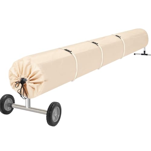 Pool Solar Reel Cover, 16 Ft Waterproof Swimming Pool Blanket Reel Protective Cover 420D Heavy Duty Solar Roller Blanket Protector for Above Ground and Inground Pools