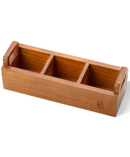 BAMBOO LAND- Tea Bag Organizer, 3 Compartments, Wooden Tea Bag Holder Organizer