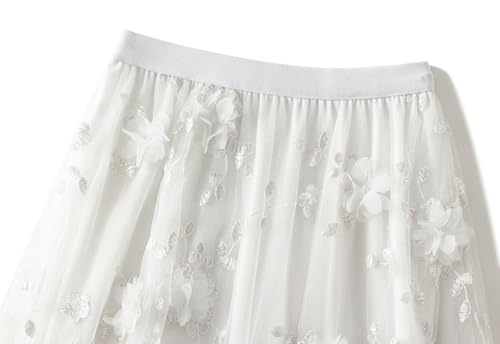 Tulle Skirts for Women 3D Floral Midi High Waist Skirt Cute Pleated A Line Layered Fairy Skirts 2025 Party Skirt4