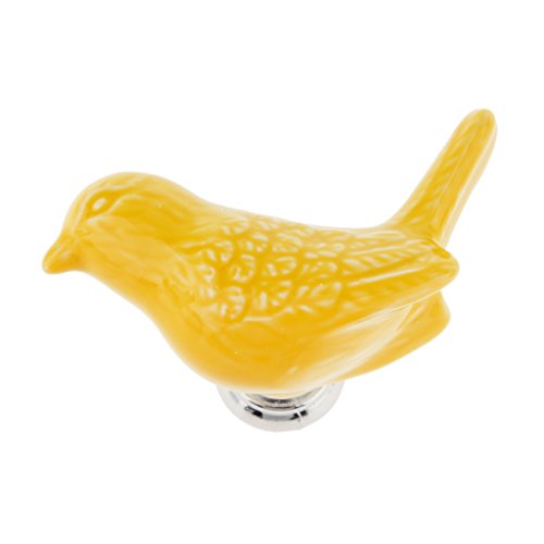 Dolity Puxador de cerâmica Creative Bird para decoração de móveis de quarto infantil – Amarelo, conf