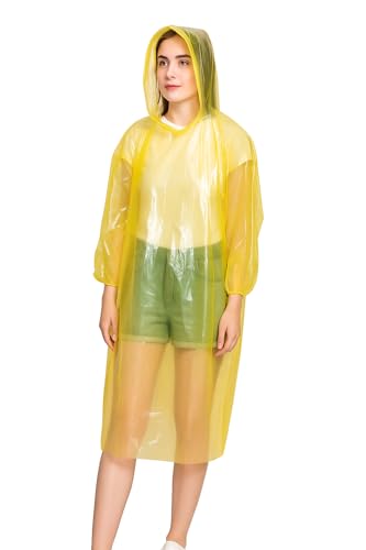 Image of Waterproof Unisex Raincoat | Hooded Full Sleeves Outdoor Poncho for Men, Women, Boys & Girls | Disposable Poncho Raingear Travel Rainsuit Barsaati Durable PVC Rainwear for Camping, Hiking, Travelling