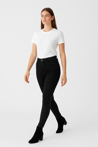 Image of DHYANAM Cotton Denim Jeans for Women - Classic Skinny Fit & Ankle Length Bottom Wear Ladies Outfit