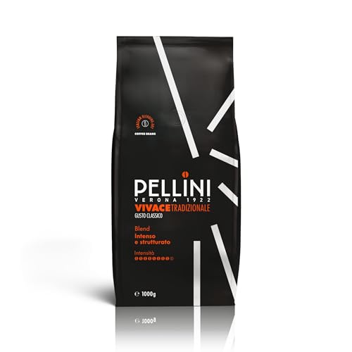 Pellini N.82 Vivace, Kaffeebohnen für Espresso 1 kg, Arabica- und Robusta-Mischung mit Kräftigem und Ausgewogenem Geschmack, Mittlere Röstung