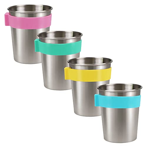 SOPHICO Magnetic Hanging Cups for Toddlers Kids and Adults, Hanging Cup on Fridge or Water Coolers, for Independent Drinkers (8oz, Stainless Steel)
