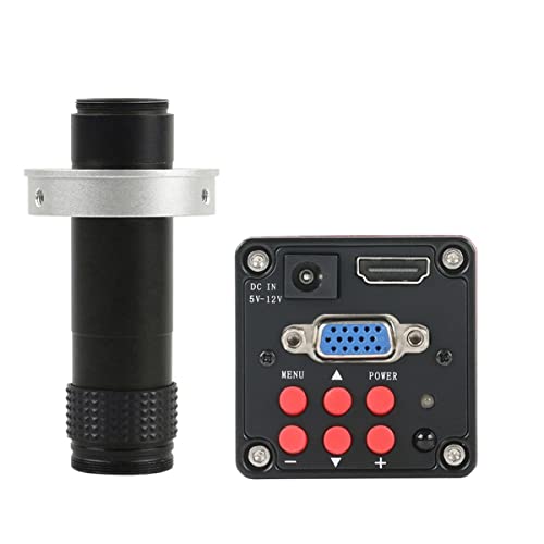 顕微鏡キット 顕微鏡カメラ 14MP VGA HDMI ラボ デジタル産業用はんだ付け修理ビデオ 顕微鏡カメラ + 56 LED リング ライト + 130X 180X 300X C マウント レンズ 顕微鏡レンズアダプター(Long focal 130x