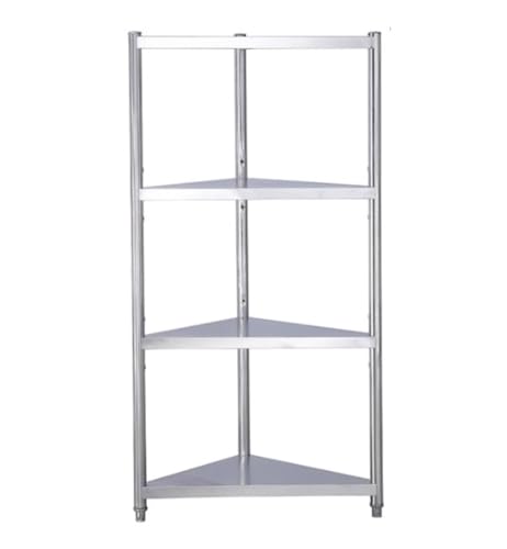 AMULONG Estantería de Esquina, Estudio, Estante Esquinero De Acero Inoxidable, para Ollas Cocina, Estantes Esquineros, Soporte para, Baño, Sala Estar Rústico Balda(4 Tier)