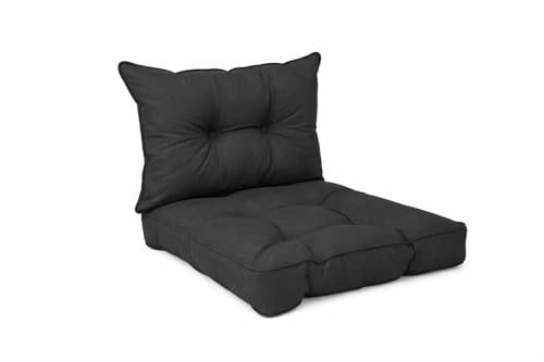 POKAR Lot de 2 Coussins de Jardin 1x Assise 60x60x10 cm + 1x Dossier 60x40x10 cm | Imperméable et Déperlant | Set de Coussins pour Chaise, Fauteuil Rotin et...
