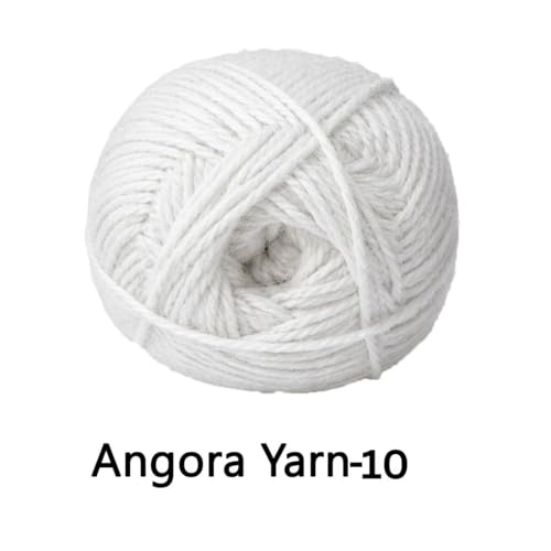 Image of VCR White Angora Knitting Yarn, Pack of 1, 100 Grams Hank, 256 Meters Length, 80% Flurry - 20% Acrylic Polyamide Soft Ball for Crochet and Knitting, Suitable for Baby Blankets, Cushion Covers