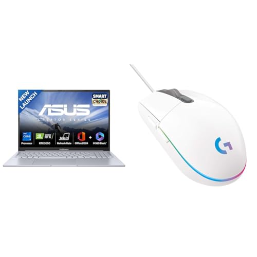 Image of ASUS Vivobook 16X Gaming Laptop,13th Gen Intel i7-13620H+6GB RTX 3050,16GB RAM,512GB SSD with Logitech G102 White Gaming Mouse, Wired, RGB, 8000DPI