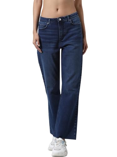 ONLY Women Solid Blue Cotton Flared Mid Rise Jeans ONLY Women Solid Blue Cotton Flared Mid Rise Jeans