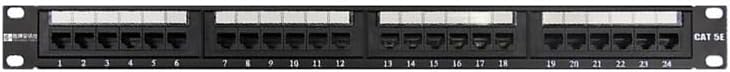 Super Category 5 24-Port Network Patch Panel, Cabinet Special Engineering Gold-Plated 24-Port Network Cable Distribution Frame 19 inches