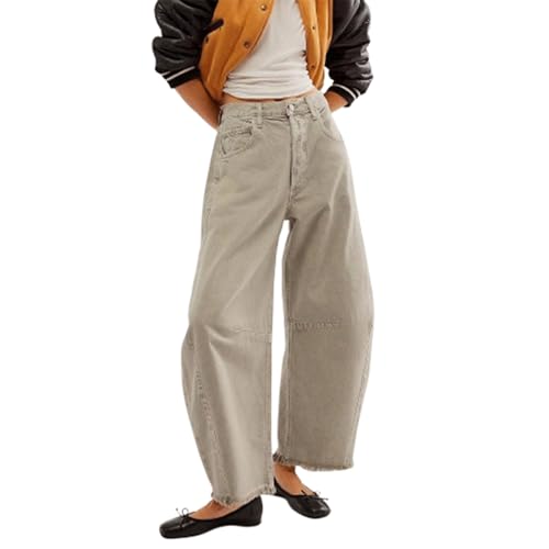 Pantalon en jean pour femme coupe droite taille moyenne et style décontracté