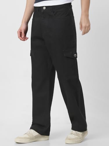 Image of Neostreak Men's Loose Baggy Fit Washed Cargo Jeans with 6 Pockets Non-Stretchable