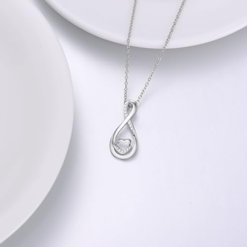 Diamond Infinity Necklace for Women 925 Sterling Silver Infinity Heart Pendant Necklace Diamond Infinity Necklace for Mother's Day Anniversary Birthday Christmas Gift for Her4