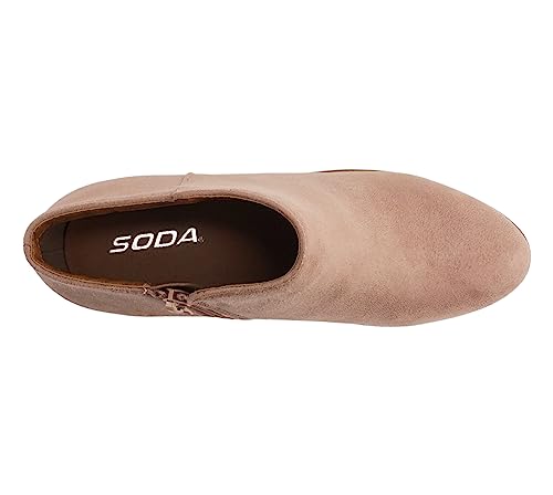 Image of Soda Women's Mug Round Toe Faux Suede Stacked Heel Western Ankle Bootie