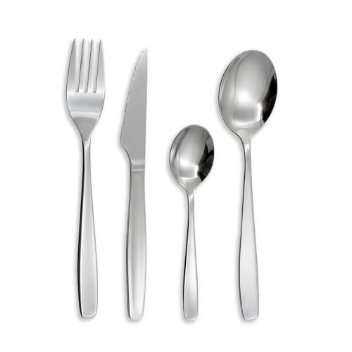 Scola Ménagère 24 pièces en acier inoxydable 24 pièces avec steak en acier inoxydable Ne passe pas au micro-ondes