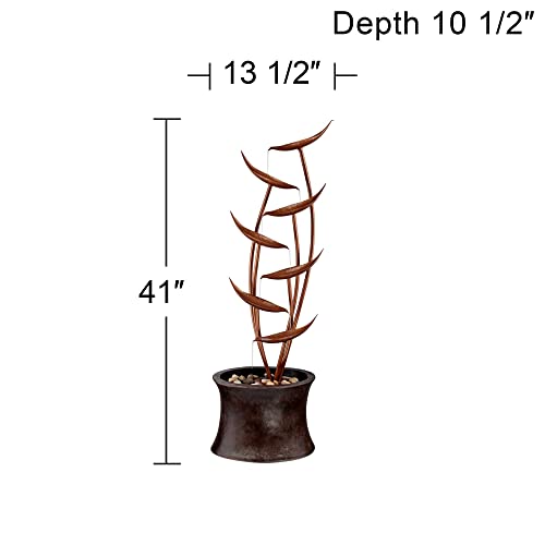 Tiered Copper Leaves Modern Outdoor Floor Fountain And Waterfalls 41" High Cascading Decor For Garden Patio Backyard Deck Home Lawn Porch House Relaxation Exterior Balcony - John Timberland #TOP3