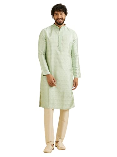 Image of Manyavar Men's Brocade Elegant Ethnic Motifs Printed Kurta Pyjama Set (2pcs)