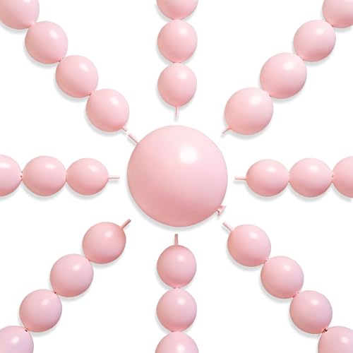 PartyWoo Baby Pink Linking Balloons 100pcs 6 Inch Pink Link Balloons