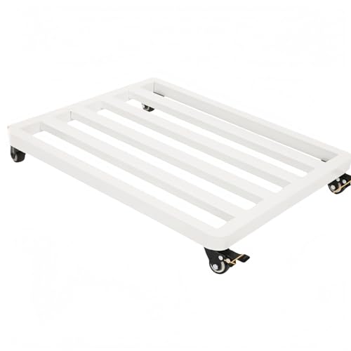 Marwey 鉢置き台 プランタースタンド フラワースタンド 観葉植物鉢 多肉植物 花台 キャスター付き ロック付き 耐荷重150KG 鉄製 プランター移動台車 移動便利 植木鉢受け皿 園芸ラック 屋内 屋外用 (50x50x9cm,ホワイト) [並行輸入