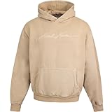 Stick auf der Front Karl Kani Autograph Heavy Oversize Hoody Kapuzenpullover (DE/NL/SE/PL, Alphanumerisch, S, Regular, Regular, Sand)