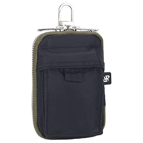 RRvane Portable Zippered Key Case Holder and Minimalist Wallet, Keychain Key Organizer Pouch , Waist Bag with Metal Clip, New Black, S Cover