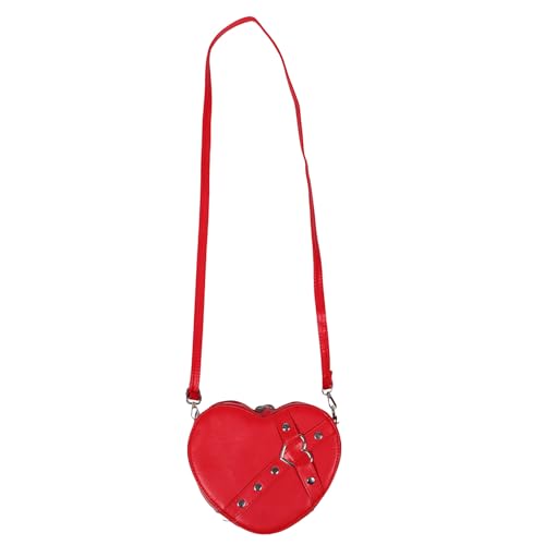 Didiseaon Heart Shaped Crossbody Bag for Women Cute Shoulder Satchel with Zipper Decorative Fake Leather Handbag for Parties and Casual Outings