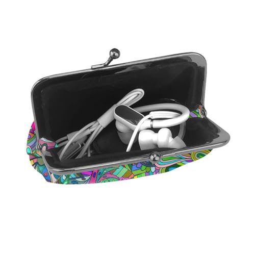 Graffiti print Women's leather kiss lock coin wallet Portable wallet for office and travel4