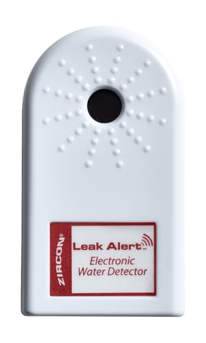 Zircon Z621431 Leak Alert Water Leak Detector & Flood Sensor Alarm/ Water Leak Sensor with Dual Leak Alarms 90Db Audio/ Battery Powered, Batteries Not Included, White
