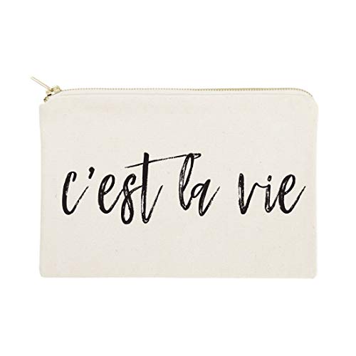 C'est La Vie bolsa de cosméticos de lona de algodón, neceser y...
