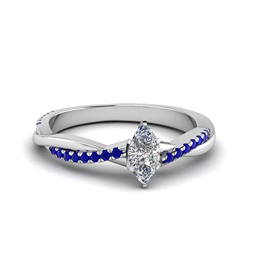 Image of 55Carat Choose Your Gemstone Dainty Infinity Twist Diamond CZ Ring Sterling Silver Marquise Shape Engagement Rings Everyday Jewelry Wedding Jewelry Handmade Gifts for Wife US Size 4 to 12