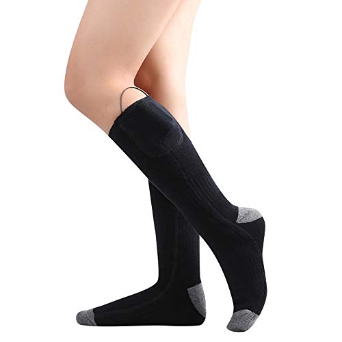 Calcetines cálidos de invierno Transpirable eléctrico climatizada calcetines de algodón material grande for el esquí y otros deportes de invierno para clima frio ( Color : Black , Size : Free size )