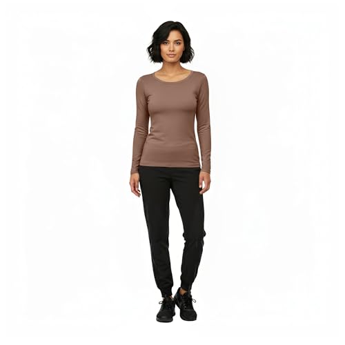 Image of Natural Uniforms Women's Long Sleeve Underscrub T-Shirt - Cotton Blend Scrub Base Layer for Nurses & Medical Professionals