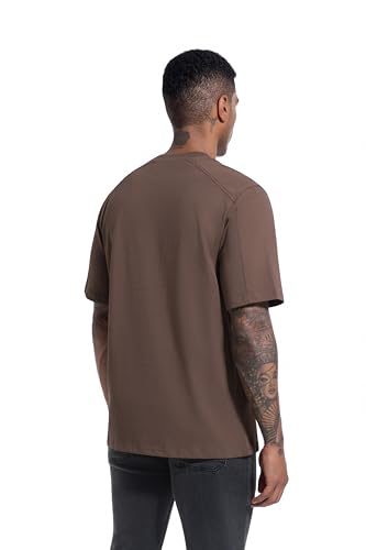 VEIISAR Men's Loose Fit Heavyweight Short-Sleeve Pocket T-Shirt - Mens 100 Cotton Crew Neck Thick Tees3