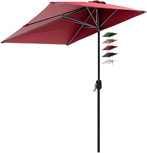 Demi-parasol 2,5x1,2m avec manivelle et 5 entretoises pour balcon