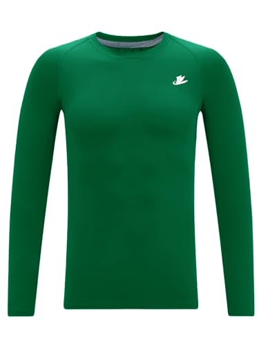 Image of DEVOROPA Youth Boys Compression Shirt Long /Short Sleeve Football Baseball Undershirt Quick Dry Kids Sports Baselayer Crewneck