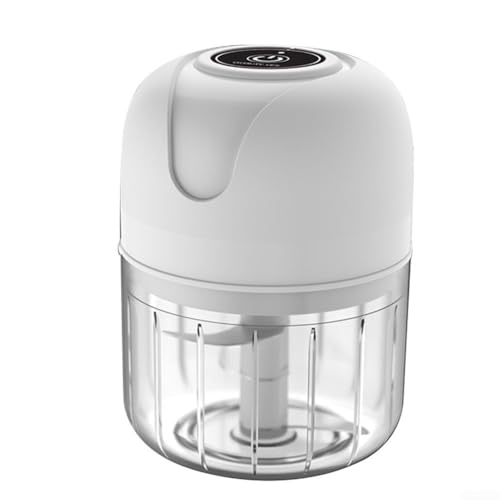 Picadora de ajo eléctrica sin esfuerzo de 250 ml, herramienta de cocina alimentada por USB para preparación rápida de comidas (blanco)