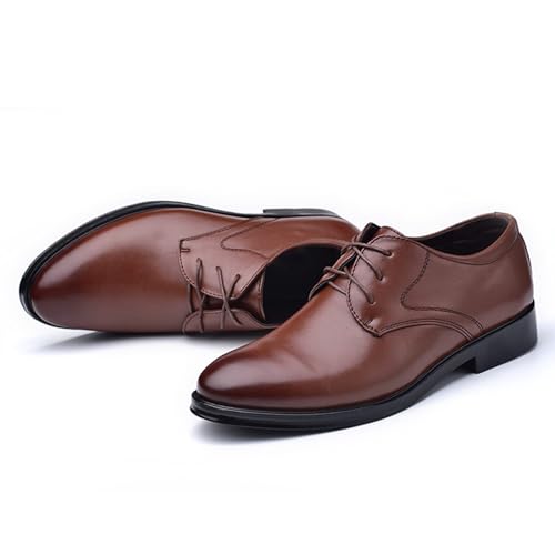 Image of Men's Classic Matte Upper Oxfords Business Formal Lace Up Leather Lace Up Dress Shoes for Men