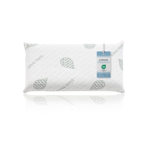 Textilhome Oreiller Memoire Forme 70 cm – Mousse à Mémoire de Forme 100% Naturelle – Noyau Visco Pur – Housse Double avec Fermeture Éclair...