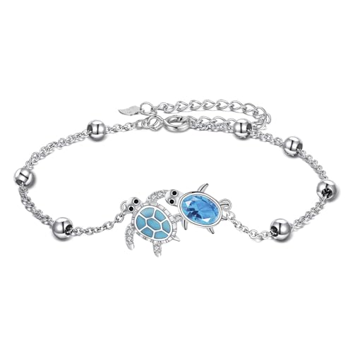 Micory Tortuga Pulseras Mujer,Plata de Ley 925 con Cuentas y Circonita Pulsera...