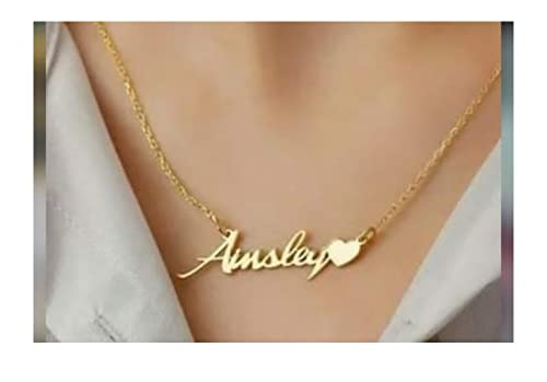 Customized / Personalized Single Name Heart Necklace / Keychain / Pendant / Mangalsutra With Ur Name Or Love One Name With 24k Gold Plating and Laser Engraved Finish